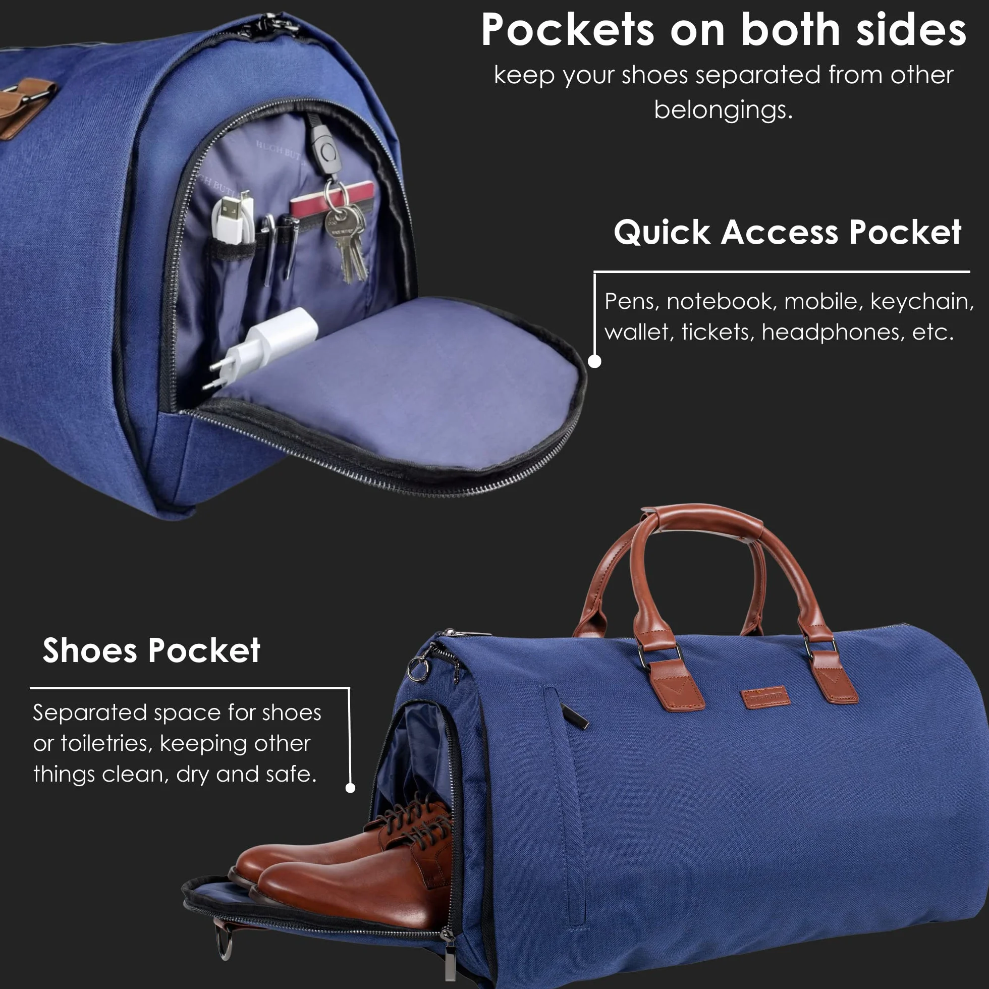 Bolsa de Viaje y portatrajes de Viaje 2en1 | Bolsa para portátil, Caja de Regalo | Bolsa de Fin de Semana, Bolsa de Traje, Bolsa de Lona de Viaje para Hombres, Bolsas de Viaje