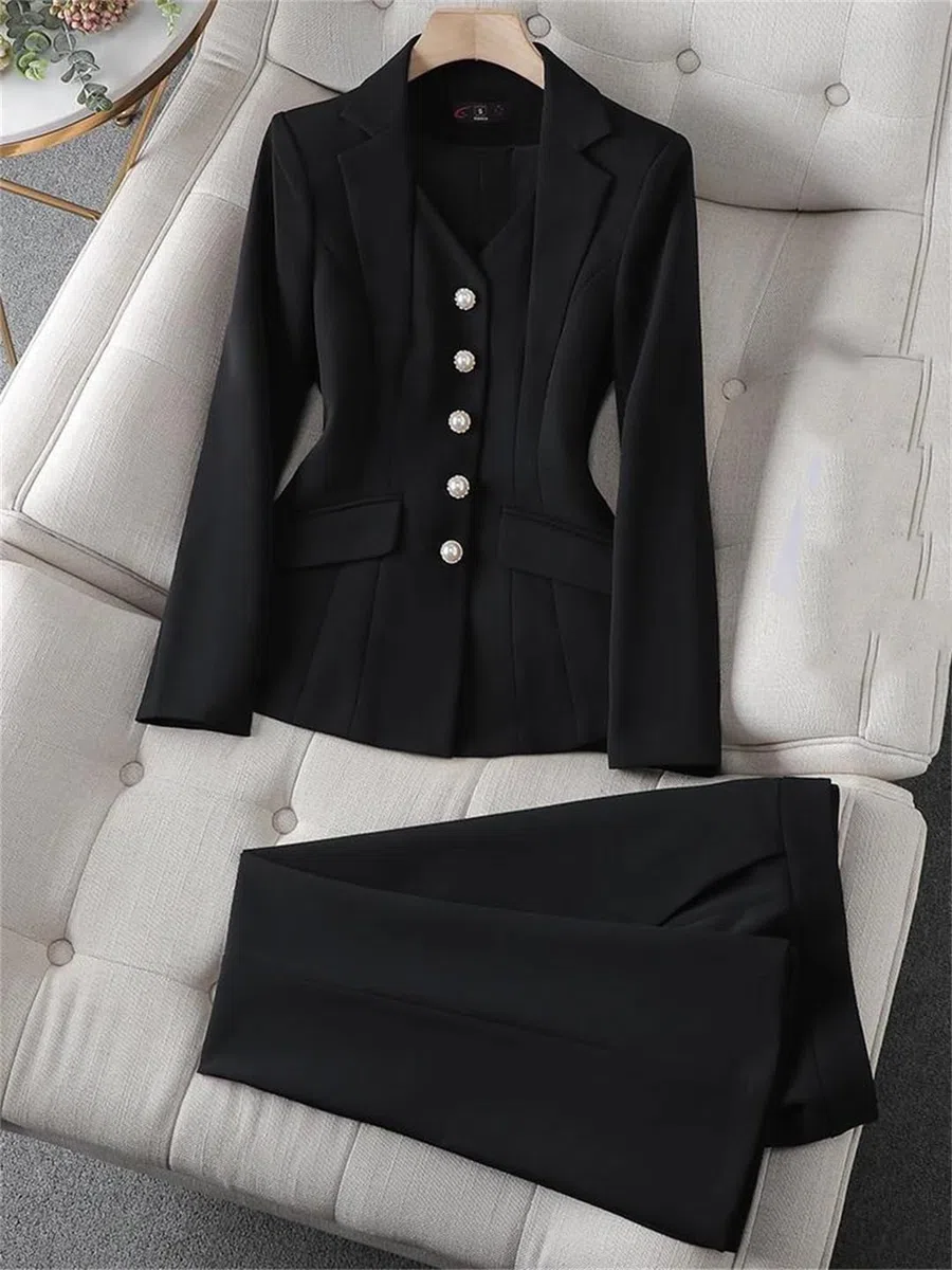 Traje formal de dos piezas para mujer, chaqueta y pantalones, ropa de oficina y trabajo