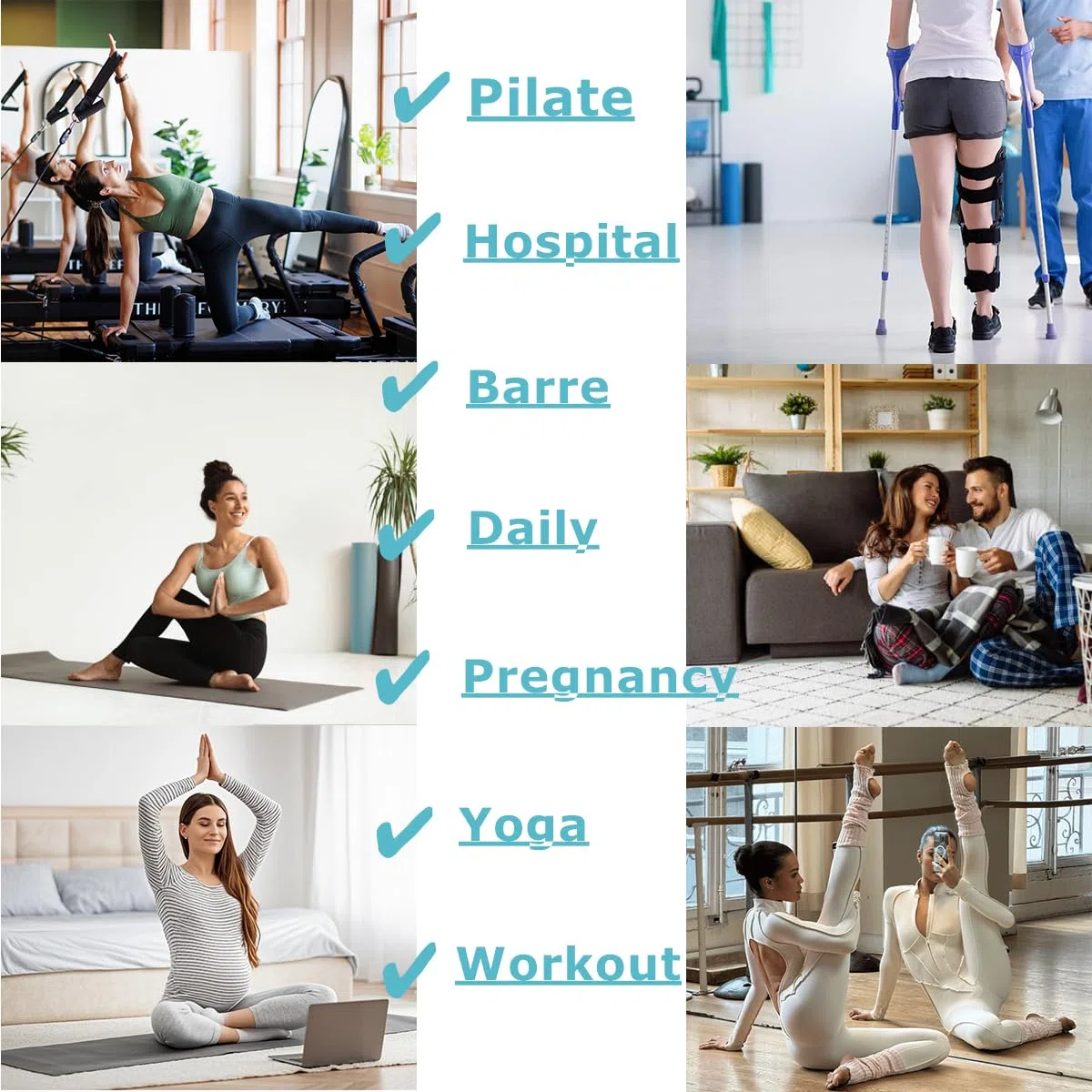 Calcetines de pilates para mujer, calcetines de agarre, calcetines de yoga antideslizantes, 4 pares para barra, hospital, entrenamiento, regalos