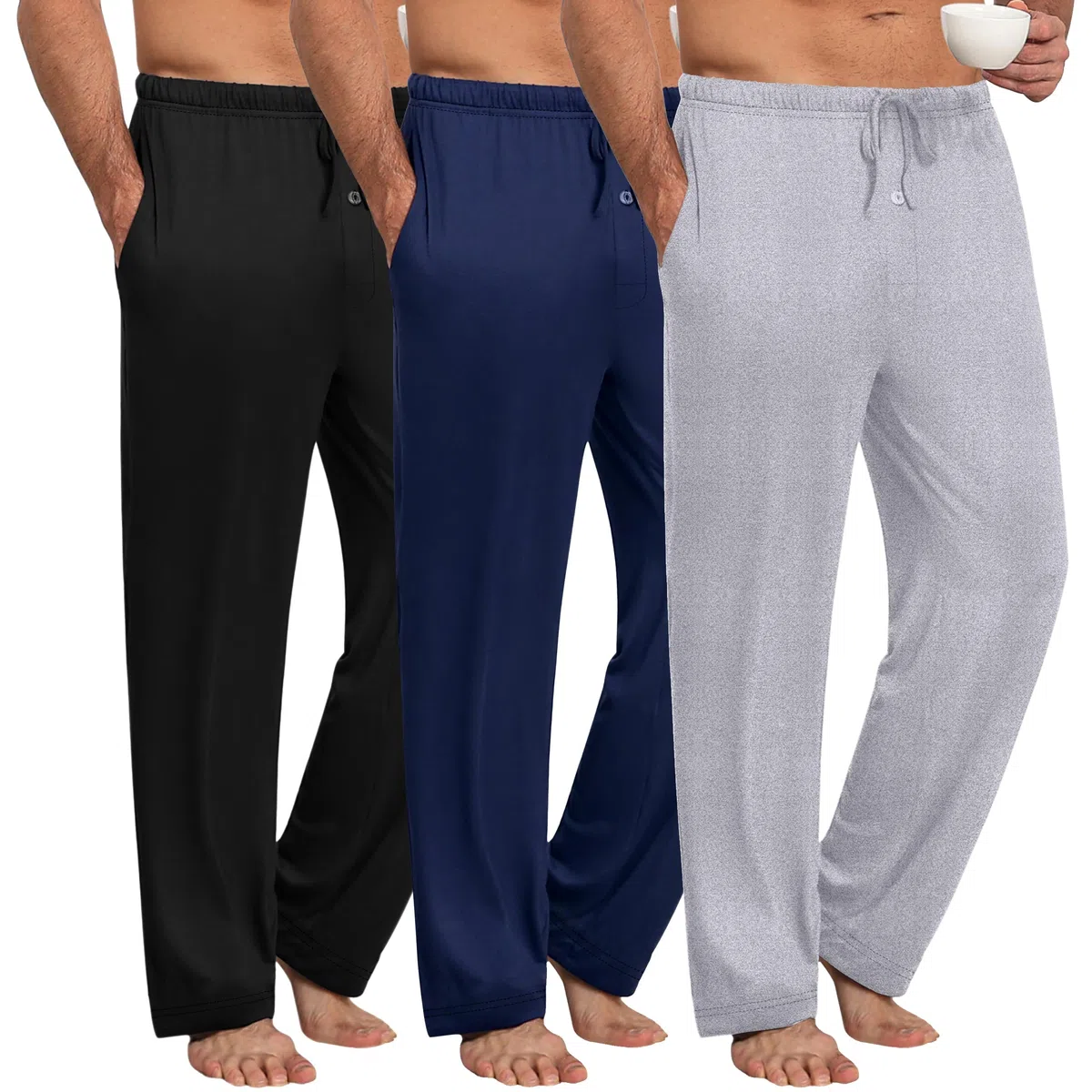 Ekouaer Pantalones De Pijama Cómodos Para Hombre Pantalones De Pijama Para Hombre Pantalone Largos Y Relajantes Estar Por Casa Con Bolsillos S-XXL