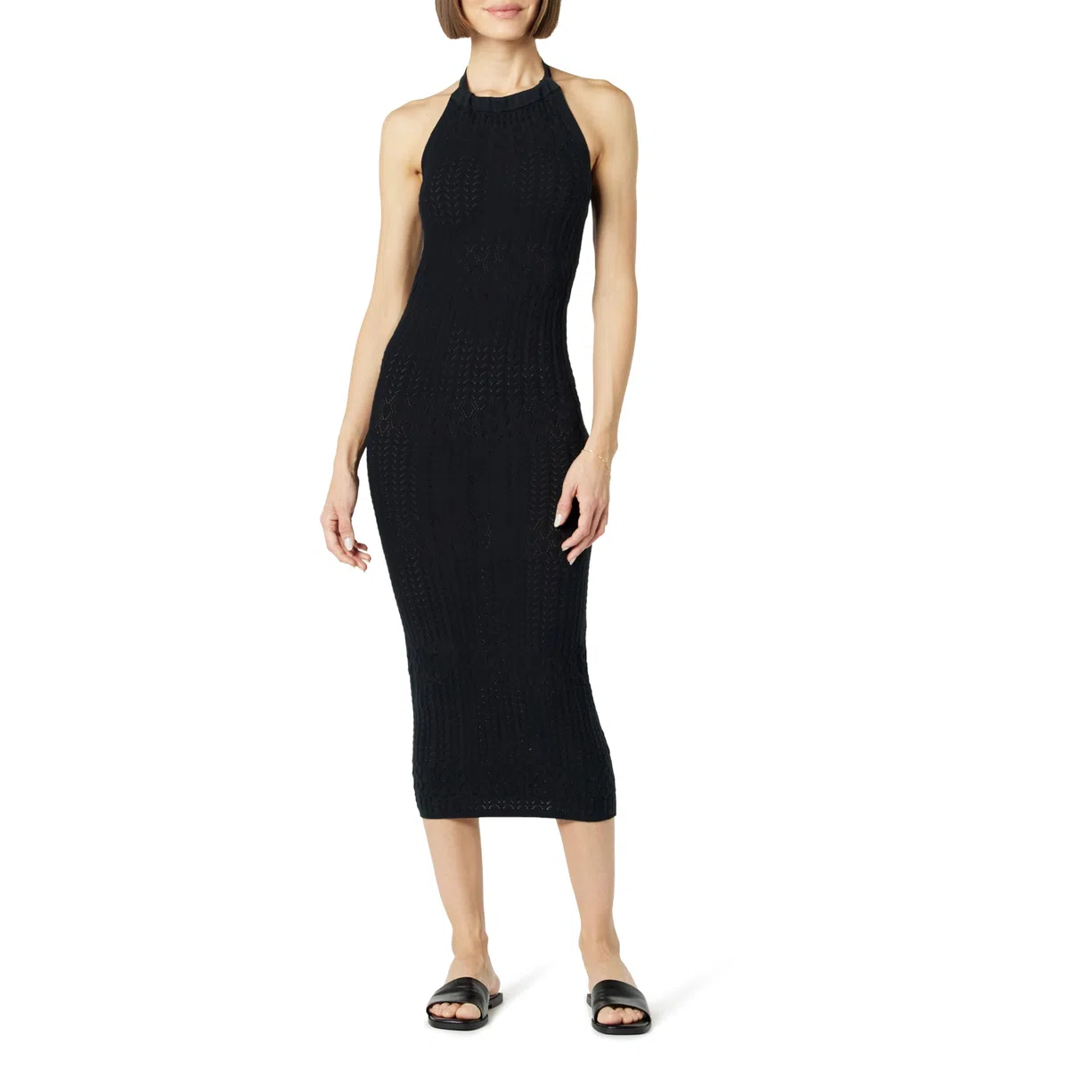 The Drop Vestido midi Jayla para mujer, en croché, con tirantes