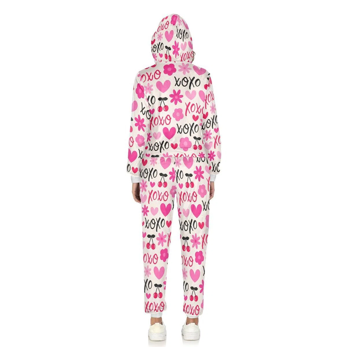 Conjunto deportivo de 2 piezas para mujer, diseño de flores de cerezo, corazón, manga larga, para el día de San Valentín