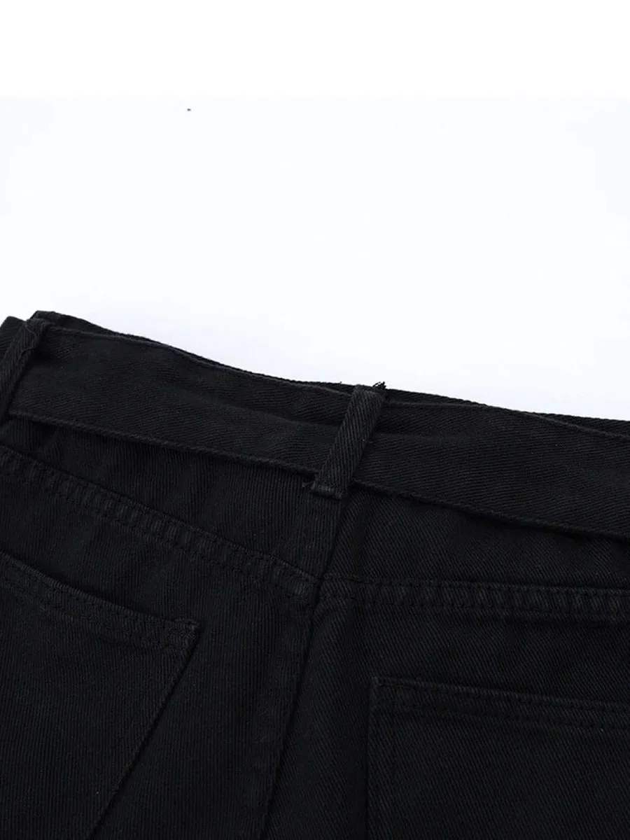 Falda Corta De Mujer - Jeans Falda Pantalones para Mujer Estilo Verano con Cinturón Falda Pantalones Talle Alto Chic Slim Mini Faldas Pantalones
