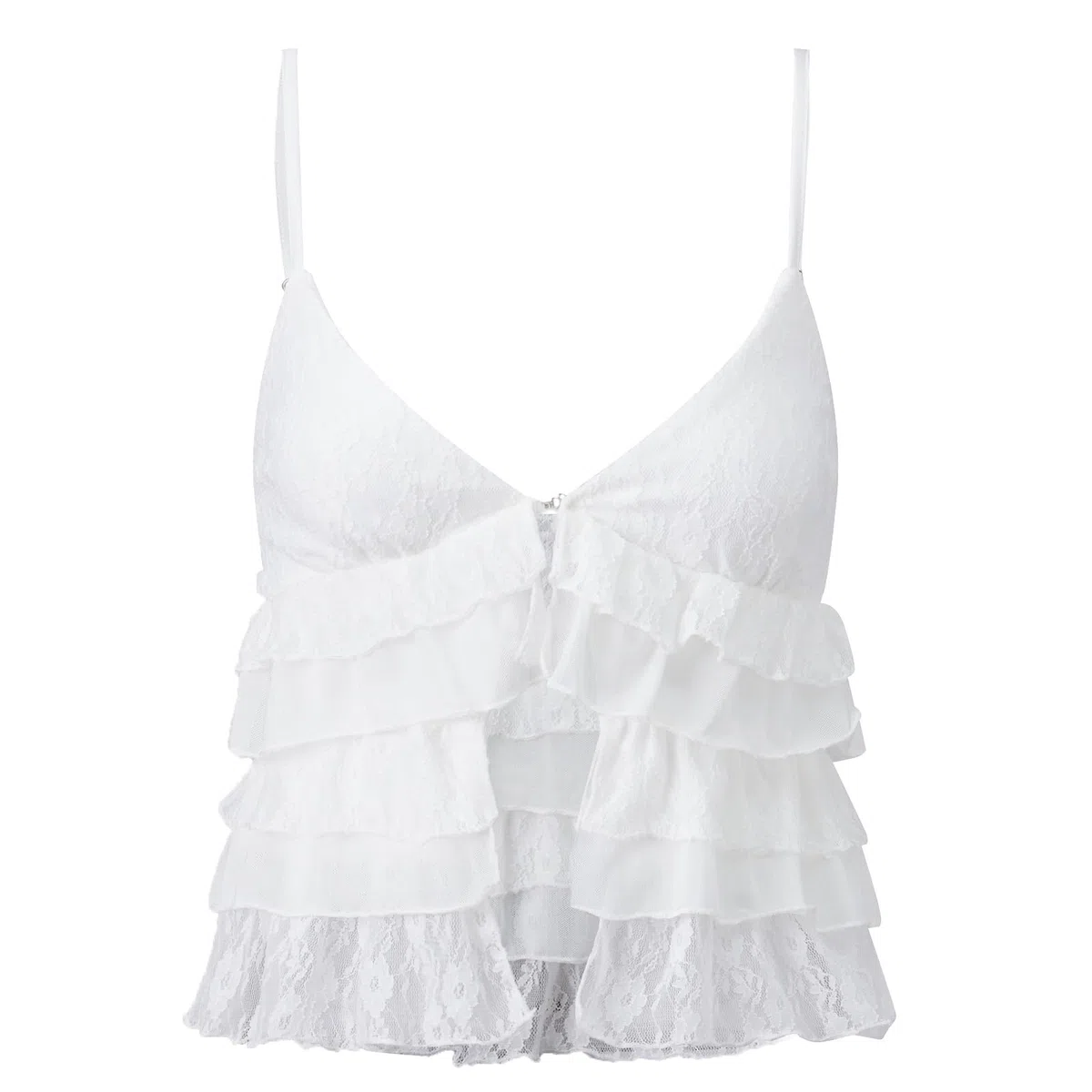 Sexy Outfit Camisolas de Encaje Y2k para Mujer con Cuello en V y Capas divididas sin Mangas para Fiesta de Verano Cami Top Streetwear