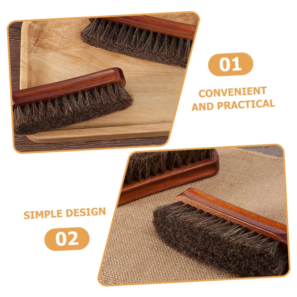 FOMIYES Cepillo De Madera para Pelo De Caballo Limpiador De Zapatos Cepillo para Pulir Zapatos De Limpieza De Cerdas De Pelo Kit De Limpieza De 2 Piezas x 4