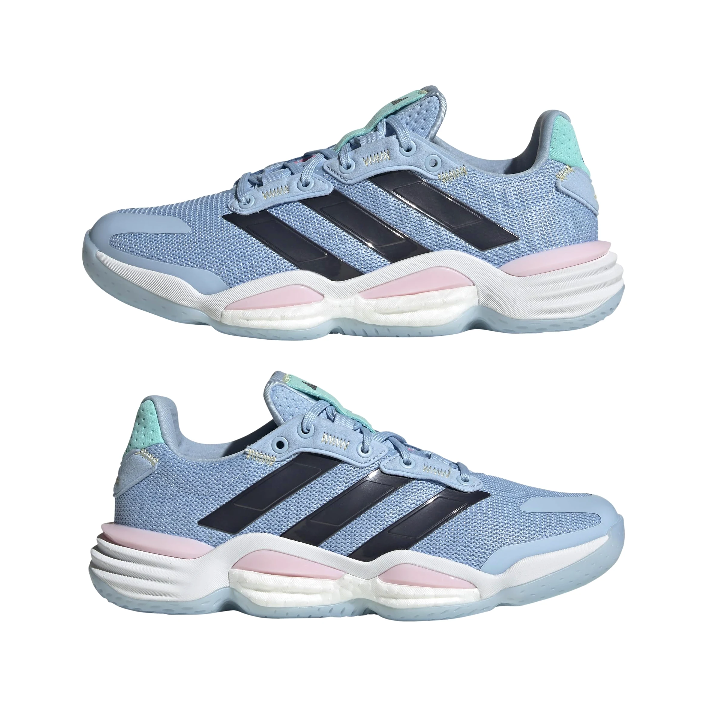 adidas Mujer Stabil 16 Indoor Shoes, Glow Blue/Shadow Navy/Core Black, 37 1/3 EU