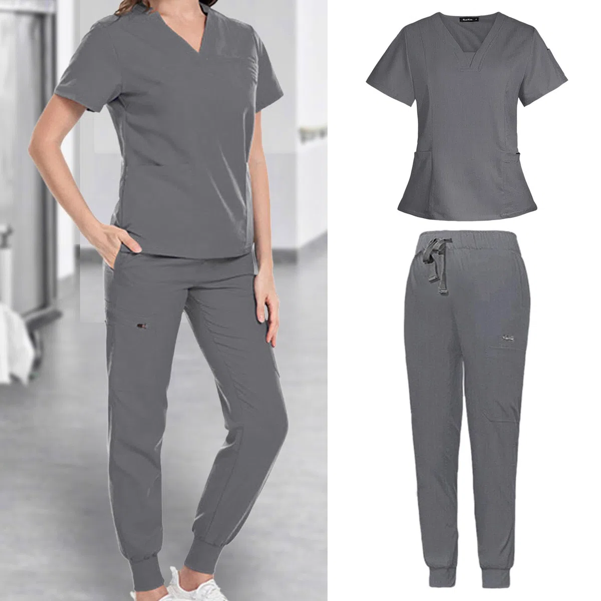 Conjunto de Uniforme Médico para Mujer, Ropa de Trabajo para, Uniforme de Enfermería de Secado Rápido para Spa Y Cosmetología, Resistente a