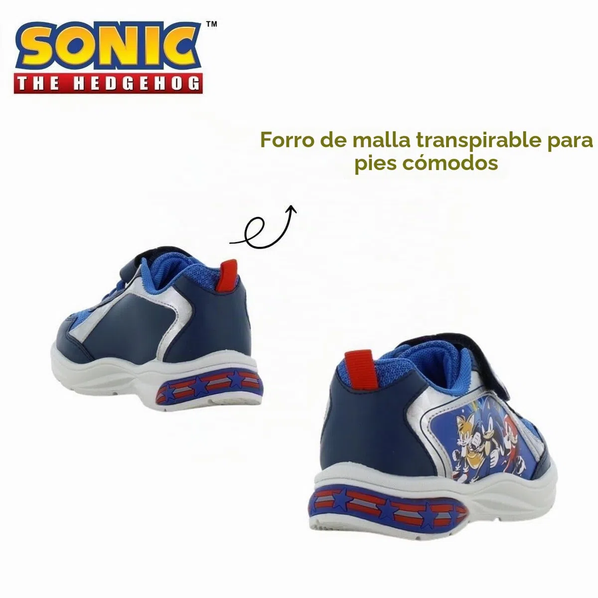 Leomil Sonic Zapatos Zapatos con Luces niños niño, Ideal para la Escuela y el Tiempo Libre