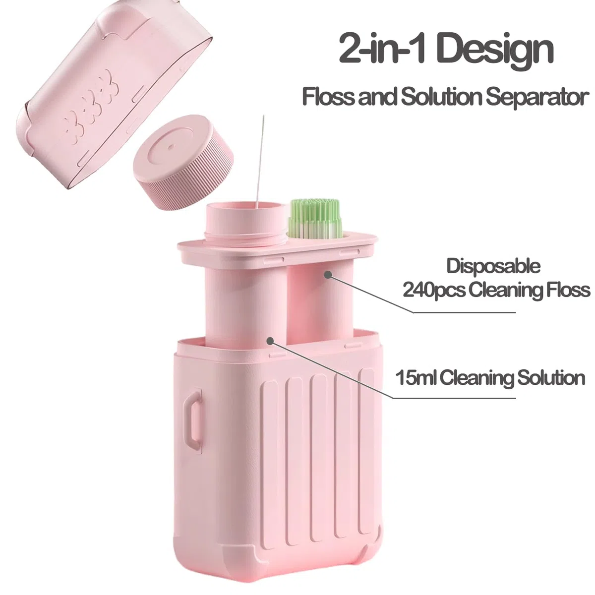 Limpiador de perforaciones, limpiador de agujeros de oreja, kit de limpieza de piercings con 240 piezas desechables de hilo dental de limpieza y solución de limpieza de 15 ml para mujeres y hombres