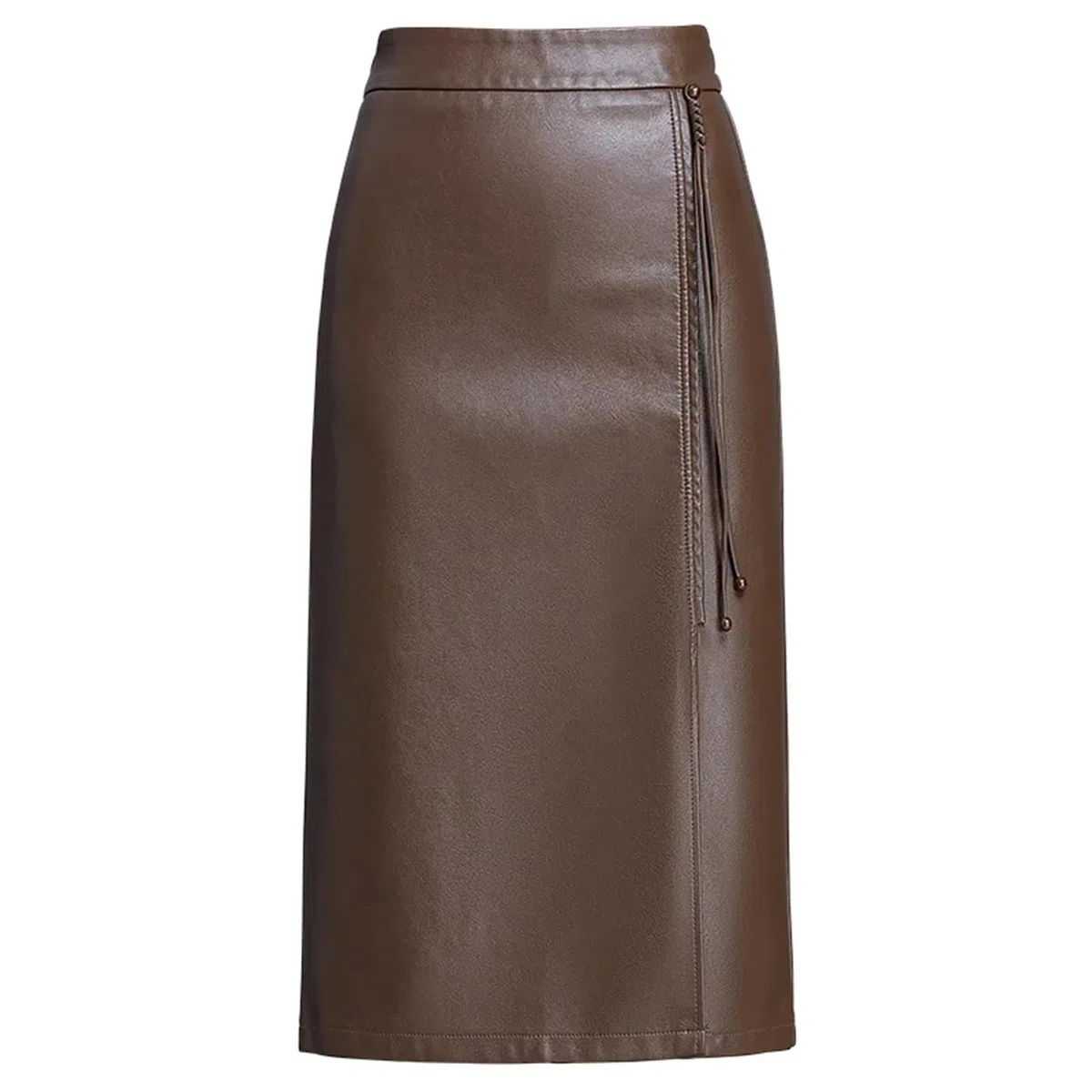 Falda de cuero para mujer, falda de piel sintética de invierno de cintura alta, falda recta, falda midi casual