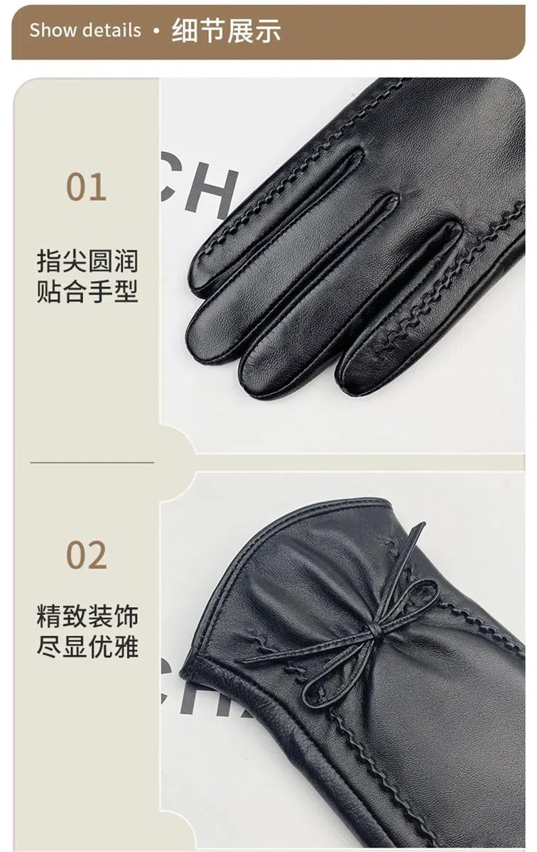Guantes de piel auténtica para mujer, de invierno, con forro polar, térmicos, gruesos, de piel de oveja, guantes para pantalla táctil, color marrón, talla M, marrón, M