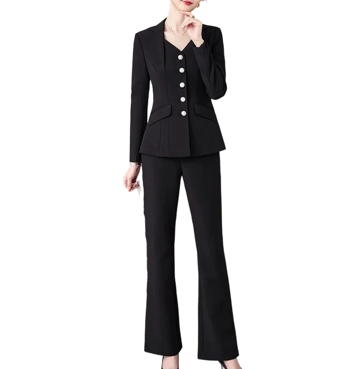 Traje formal de dos piezas para mujer, chaqueta y pantalones, ropa de oficina y trabajo