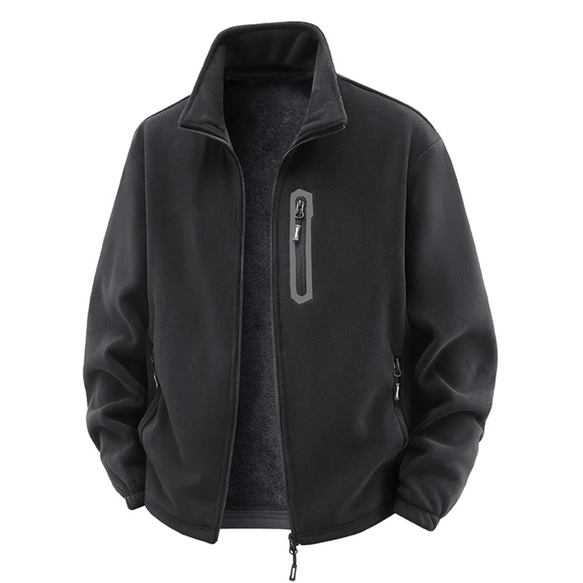Chaquetas de forro polar para hombre, con cremallera completa, abrigo de forro polar ligero para invierno, abrigo térmico de invierno, chaquetas resistentes al viento con bolsillos con cremallera
