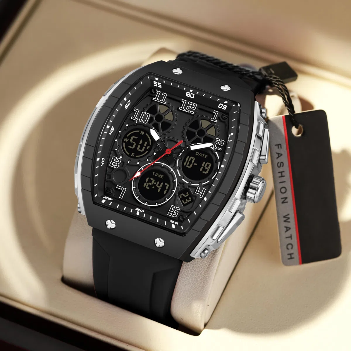 Reloj de pulsera analógico digital para hombre, impermeable, deportivo, militar, táctico, casual, de cuarzo, con cronómetro, alarma de cuenta regresiva, pantalla curvada, para hombre