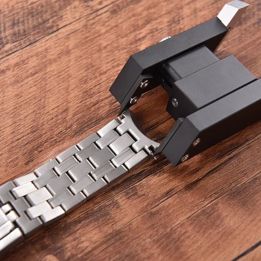 Herramienta de barra de resorte para relojero, correa de acero inoxidable, herramienta de reparación de relojes para eliminación de enlaces y ajuste de banda, negro