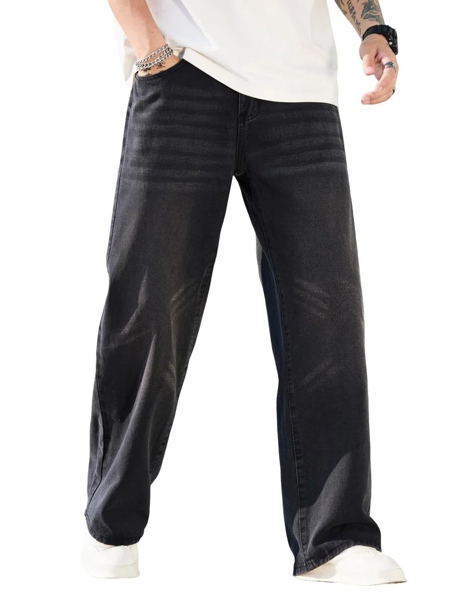 Jeans Baggy Hip Hop para Hombres,Jeans Skater de Pierna Ancha,Pantalones de Denim Holgados Streetwear