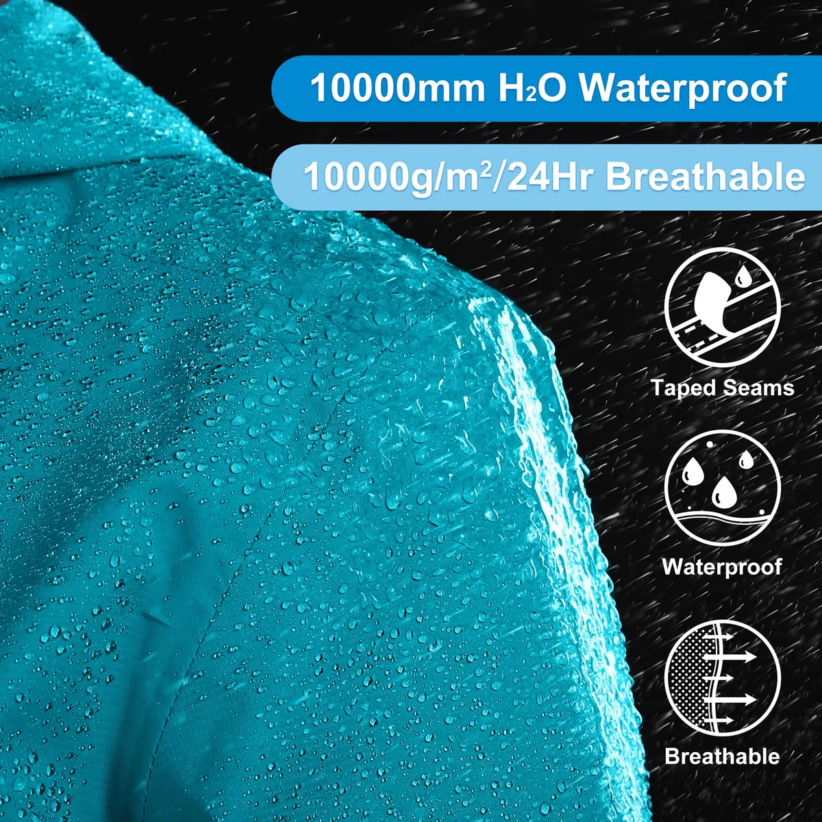 33,000ft Chaqueta impermeable para mujer, chaqueta de entretiempo transpirable, chaqueta ligera con capucha, cortavientos para senderismo, viajes, ciclismo, azul verde, 38