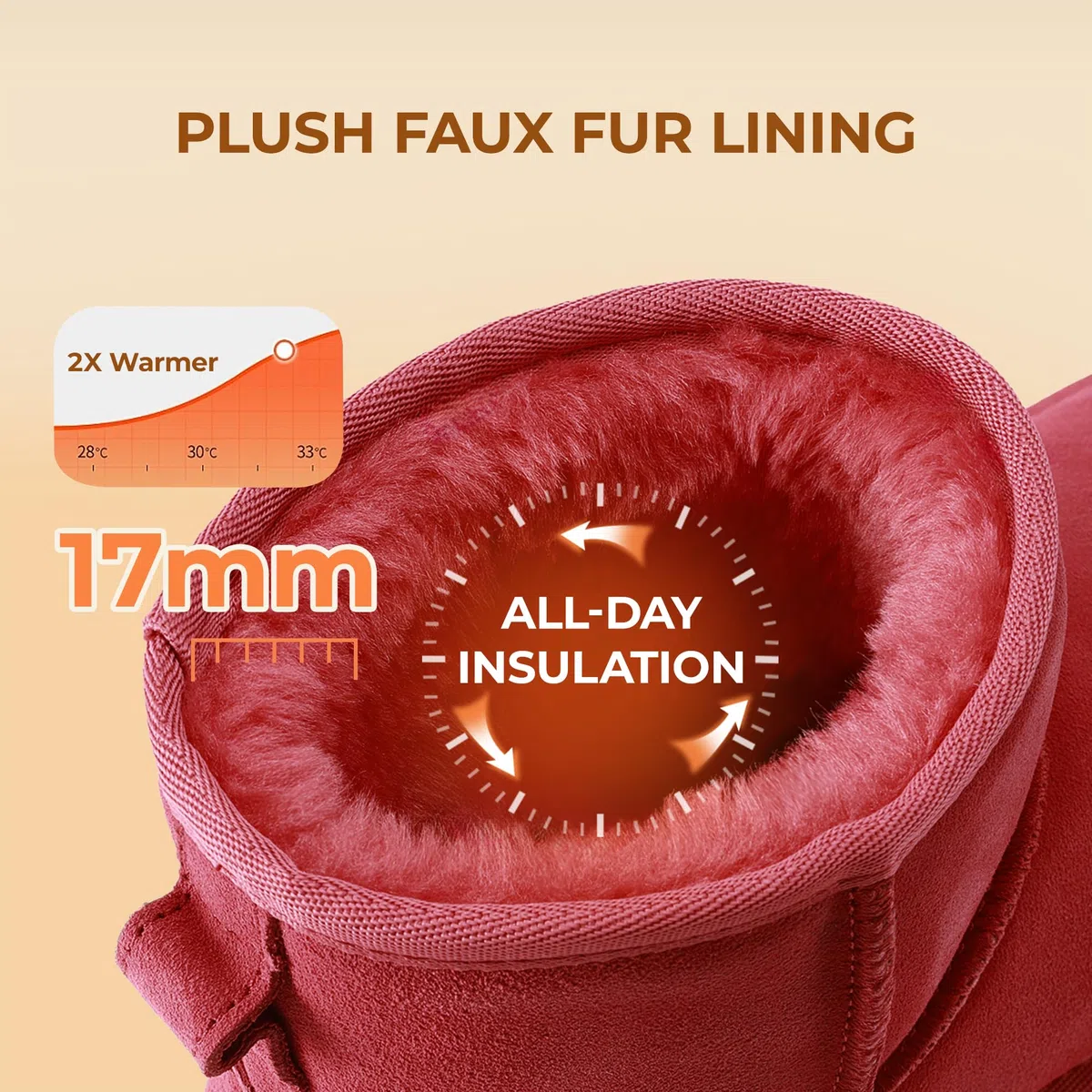 DREAM PAIRS Botas de nieve de invierno para mujer, de piel de ante auténtico, clásicas, cálidas, antideslizantes, cómodas, para exteriores e interiores, Rojo -, 37 EU