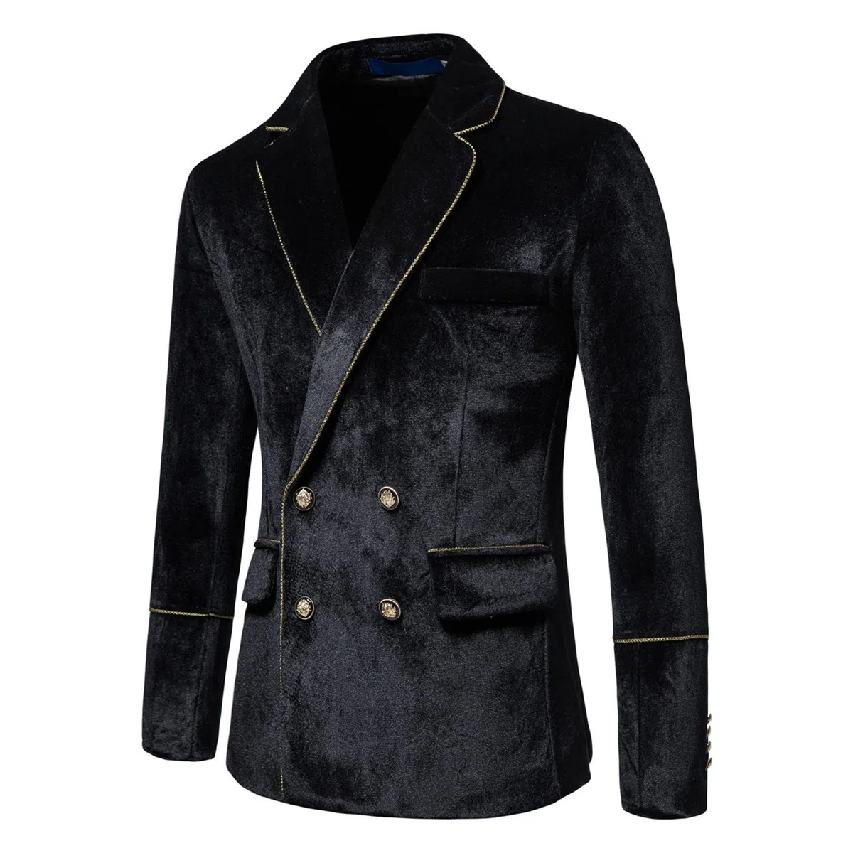 Traje de hombre de 2 piezas de terciopelo miel delgado cruzado color sólido vestido de noche traje de padrino de boda traje de otoño e invierno moderno formal elegante traje para boda fiesta