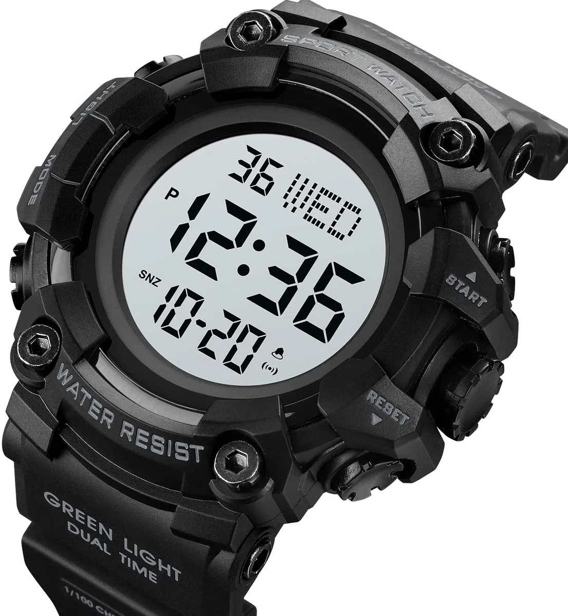 XCZAP Reloj deportivo negro para hombre, cronógrafo de cara grande, reloj de pulsera militar con manecillas luminosas, correa de silicona casual impermeable para uso diario y exterior, regalo para