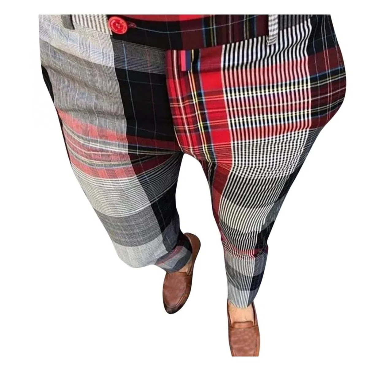 Pantalones De Vestir Para Hombre, Pantalones De Vestir A Cuadros Para Hombre, Corte Recto, Cintura Expandible, Plisados, Pantalones De Traje, Pantalones De Negocios A Cuadros
