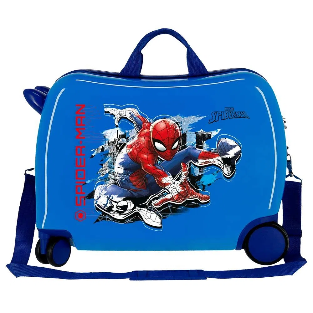 Marvel Spiderman Geo Maleta Infantil, azul, 4 Ruedas ABS | Equipaje de Mano