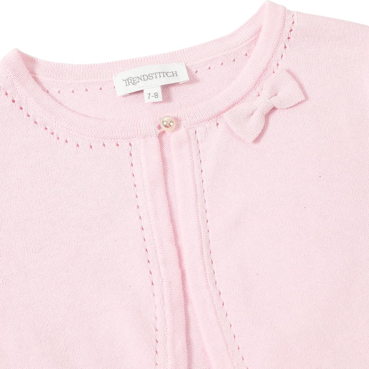 Cárdigan tipo bolero de punto de manga larga para niña con cierre de botón de lazo, chaqueta de punto para niños