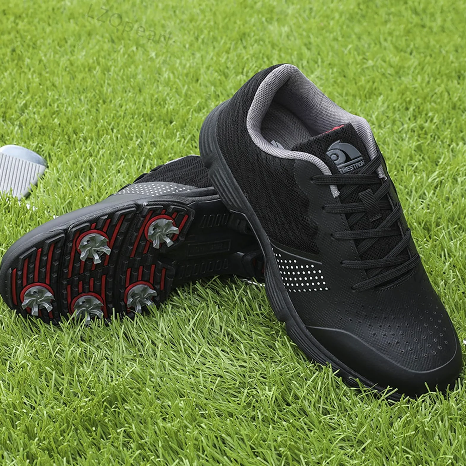 Zapatos De Golf Impermeables, Botas De Golf con Pinchos para Todo Clima, Cuatro Estaciones para Hombre, Zapatos Clásicos con Cordones Antideslizantes