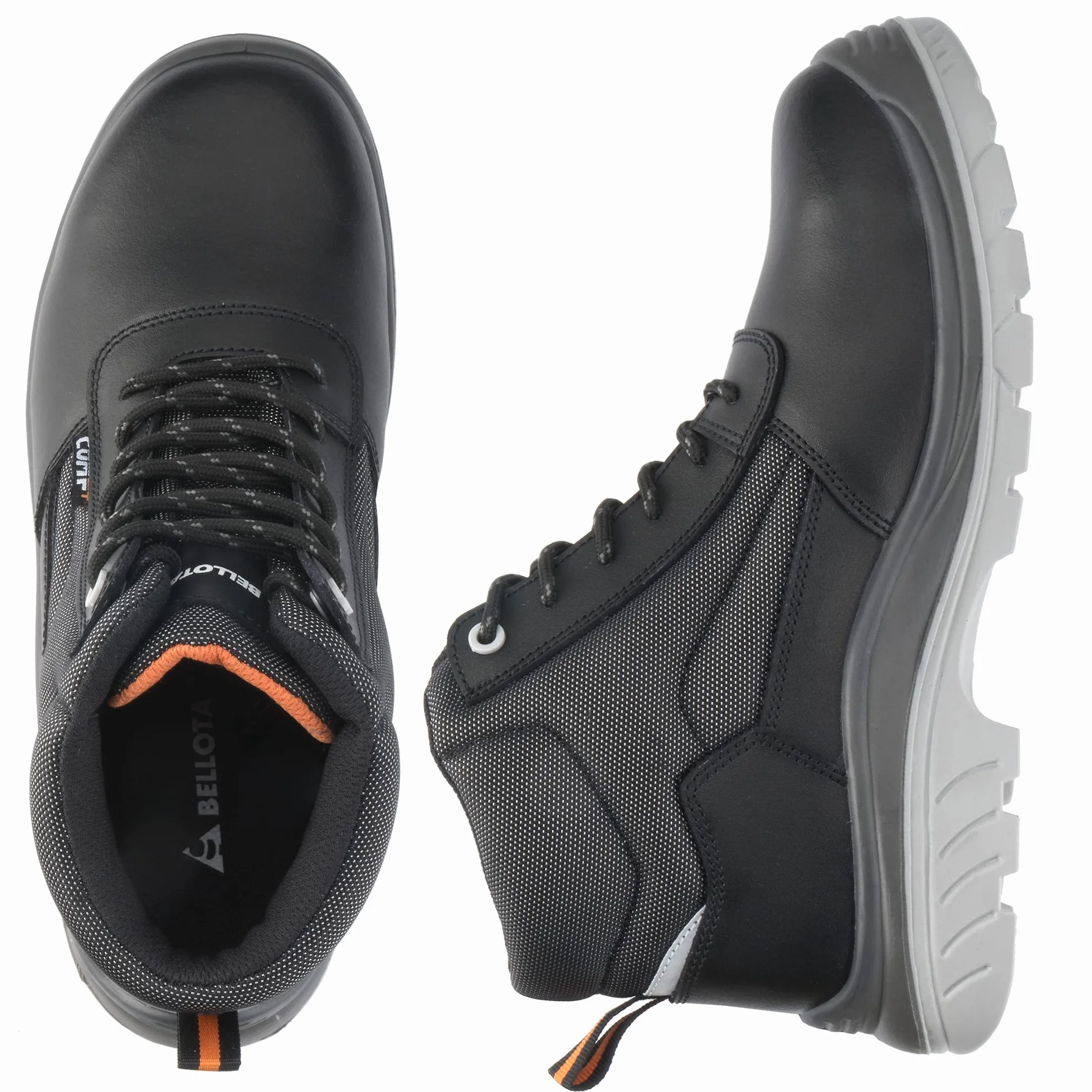 Bellota 72307NJS344 - Bota de Seguridad Comp+ Negra S3 de Hombre y Mujer (Talla 44) de Piel Hidrofugada Lisa, Acolchada y con Zonas Reforzadas Antiabrasión