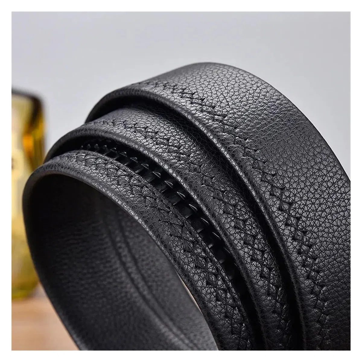 Correa de cinturón de repuesto automática de cuero PU unisex sin hebilla | 1 pieza de 3,5 cm de ancho, largo de 100 a 180 cm, piel sintética duradera, apto for uso diario.