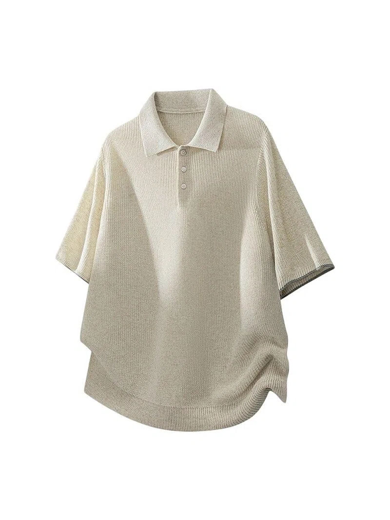 Polo de manga corta de nailon para hombre, ajuste holgado, para oficina, viajes, uso diario