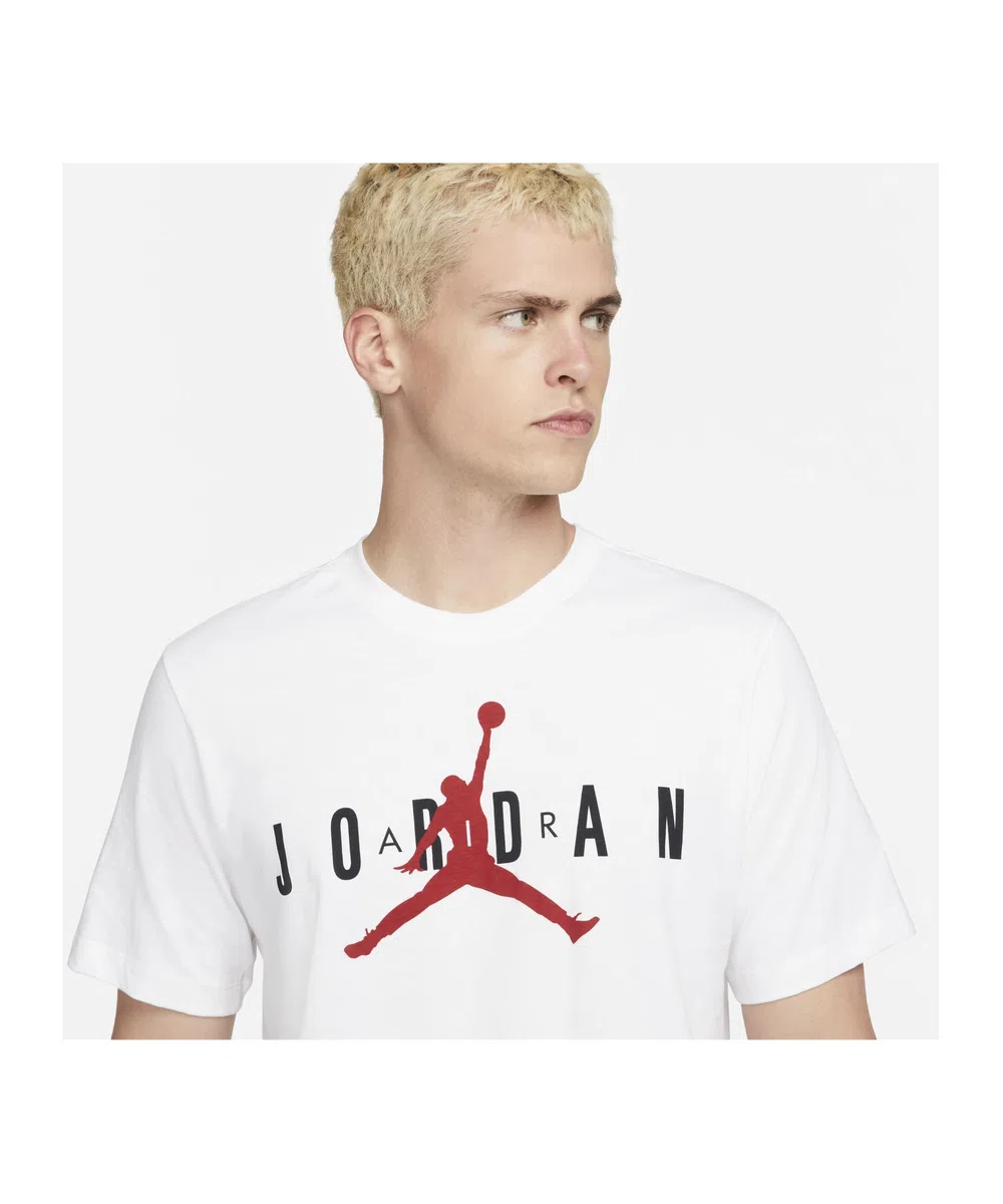 NIKE Jordan Air Wordmark Camiseta, Blanco (White/Black/Red), L para Hombre