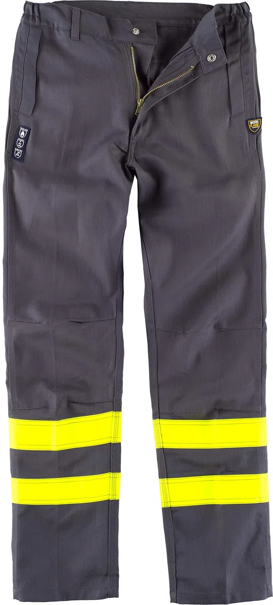 Work Team Pantalón ignífugo y antiestático, con Bandas Reflectantes. EN11611, EN11612, EN1149. Hombre Marino+Amarillo A.V. XXL