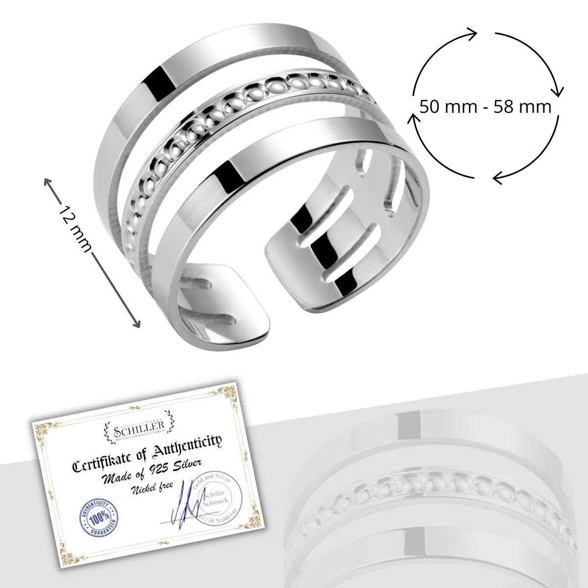 Anillo de plata de ley 925 para mujer, tamaño ajustable, regalo de regalo para mamá
