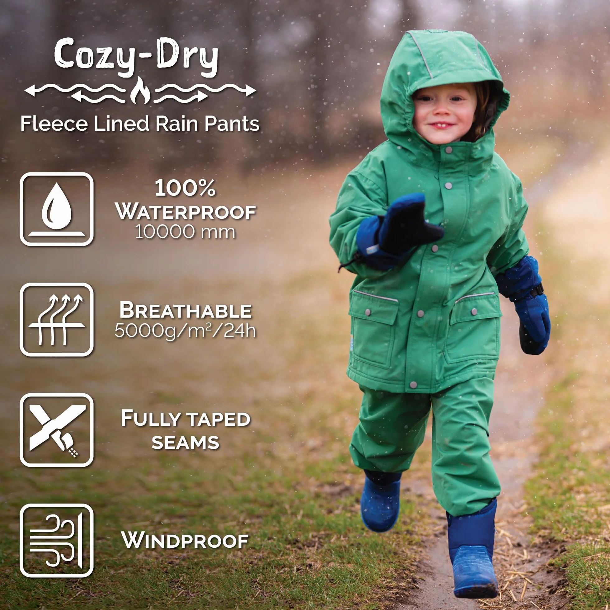 Jan & Jul Kids Water-Proof Fleece-Lined Rain Coat Jacket Hooded by