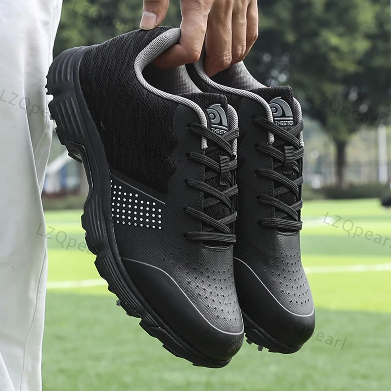 Zapatos De Golf Impermeables, Botas De Golf con Pinchos para Todo Clima, Cuatro Estaciones para Hombre, Zapatos Clásicos con Cordones Antideslizantes