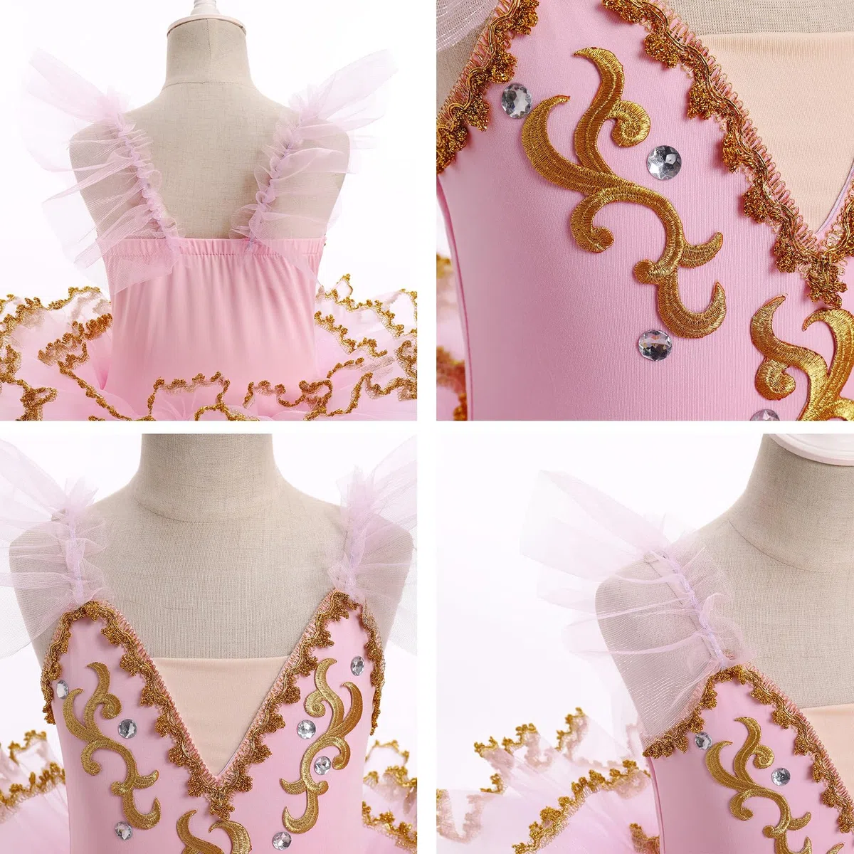 Niña Vestido Tutú De Ballet De Chicas, Camisole Leotard Hinchando Panqueque Tul Falda, Bailarina Disfraz De Baile