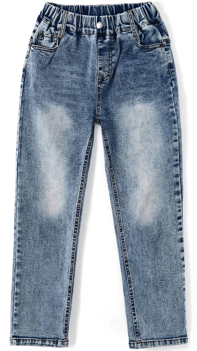 KIDSCOOL SPACE Baby Little Big Girls Jeans, Cintura elástica Agujeros Rasgados Pantalones de Mezclilla de Estiramiento Suave