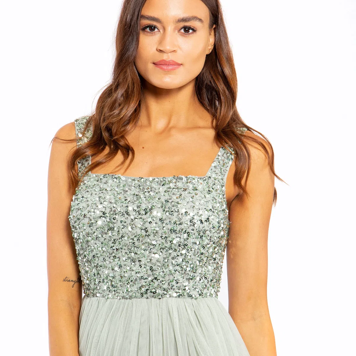 Maya Deluxe Maya Deluxe Ladies Womens Maxi Dress Wide Straps Sleevless Square Neckline Embellished For Wedding Guest Prom Vestido de Dama de Honor Mujer