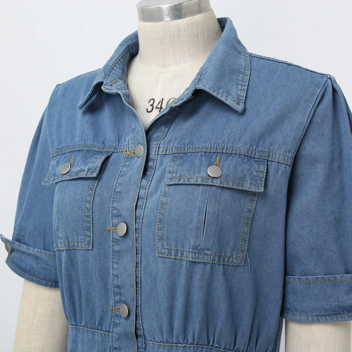 Vestidos de mujer a la moda para mujer, falda de bolsillo, casual, de mezclilla, con botones, vestido de fiesta, vestido de noche