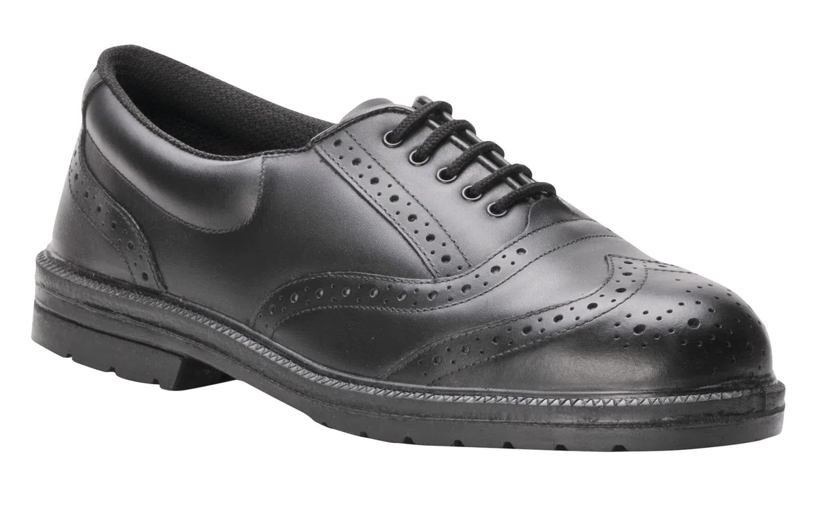 Portwest Zapato Steelite Executive Brogue S1P, Tamaño: 43, Color: Negro, FW46BKR43