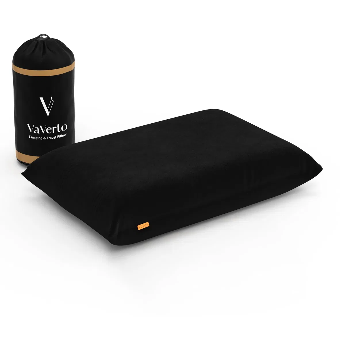 Vaverto Almohada negra de viaje y camping – espuma viscoelástica comprimible de firmeza media, cubierta de bambú transpirable, lavable a máquina, ideal para mochileros, avión, viajes en coche