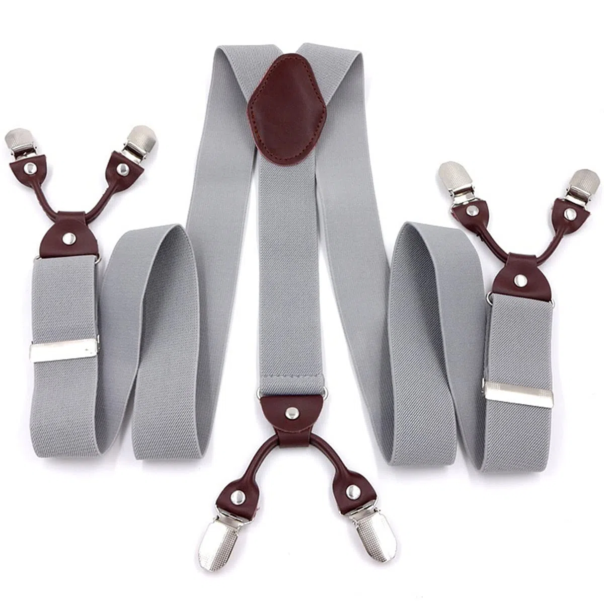 Tirantes para Hombre,Tirantes, Tirantes Resistentes en Forma de Y con 6 Clips de Metal y Correas elásticas Ajustables for Hombre(Gray)