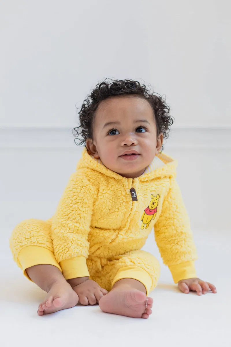 Disney Winnie the Pooh Newborn Baby Boys Zip Up Costume Coverall Yellow