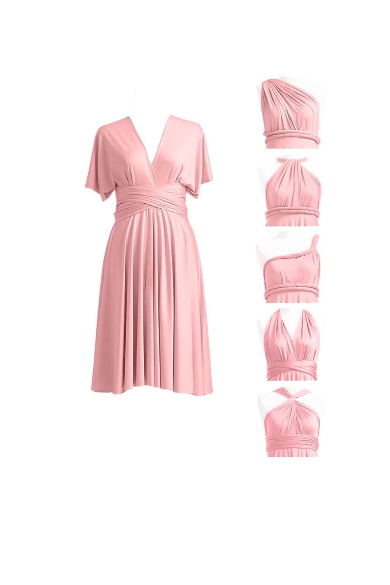 72styles Vestido corto cruzado multidirección, infinito, para damas de honor, Rosa (Dusty Rose), M
