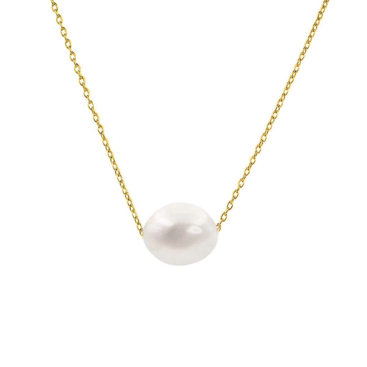 Secret & You Collar de Mujer de Perlas Cultivadas Barrocas de Agua Dulce - Cadena y Colgante Disponible en Acero Inoxidable y en Plata de Ley de 925 Bañada en Oro de 18k 38 a 45 cm de Largo