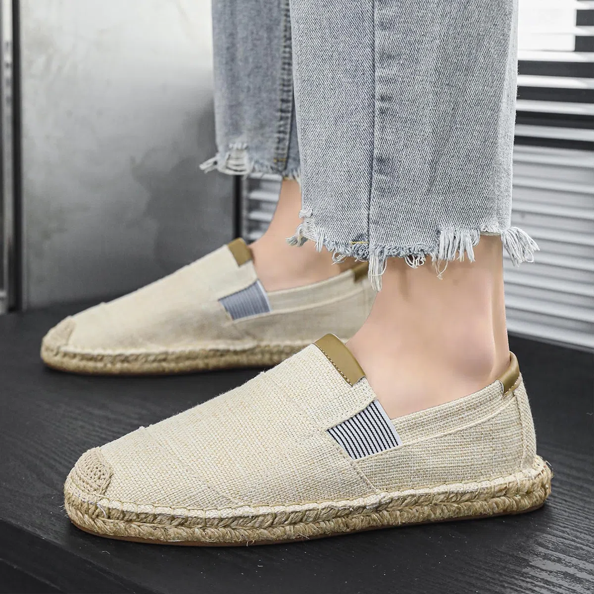 Alexis Leroy Alpargatas de Lona para Hombre Zapatos de Esparilla Casual