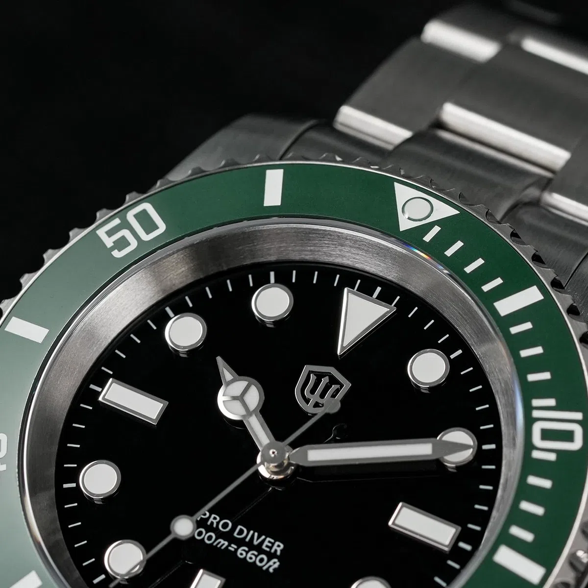 watchdives Reloj de buceo profesional, WD1680Q V2 Japón VH31 Barrido Segundo Cuarzo Reloj de Pulsera de 40 mm Cristal de Zafiro Reloj de 200 m Impermeable Luminoso Reloj Analógico