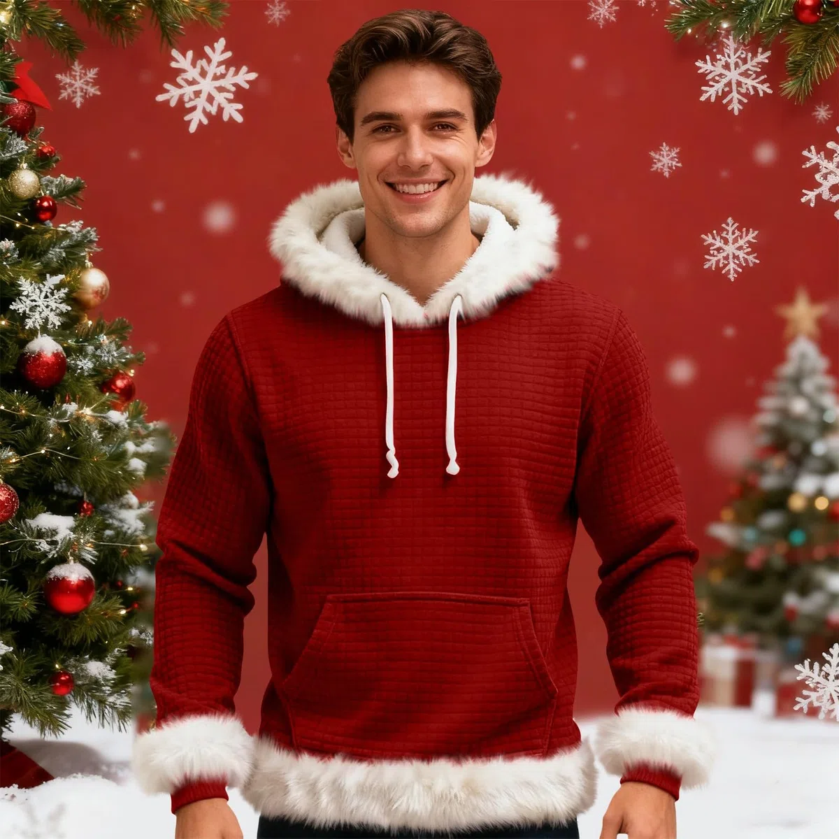 Chaqueta Verano Hombre Sudadera con Capucha De Forro, Estilo Oversize, Tallas Grandes, Manga Larga, Casual, Ideal para Invierno. L (Red, XL) Gym Mangas Proteccion Solar Pijama Parejas