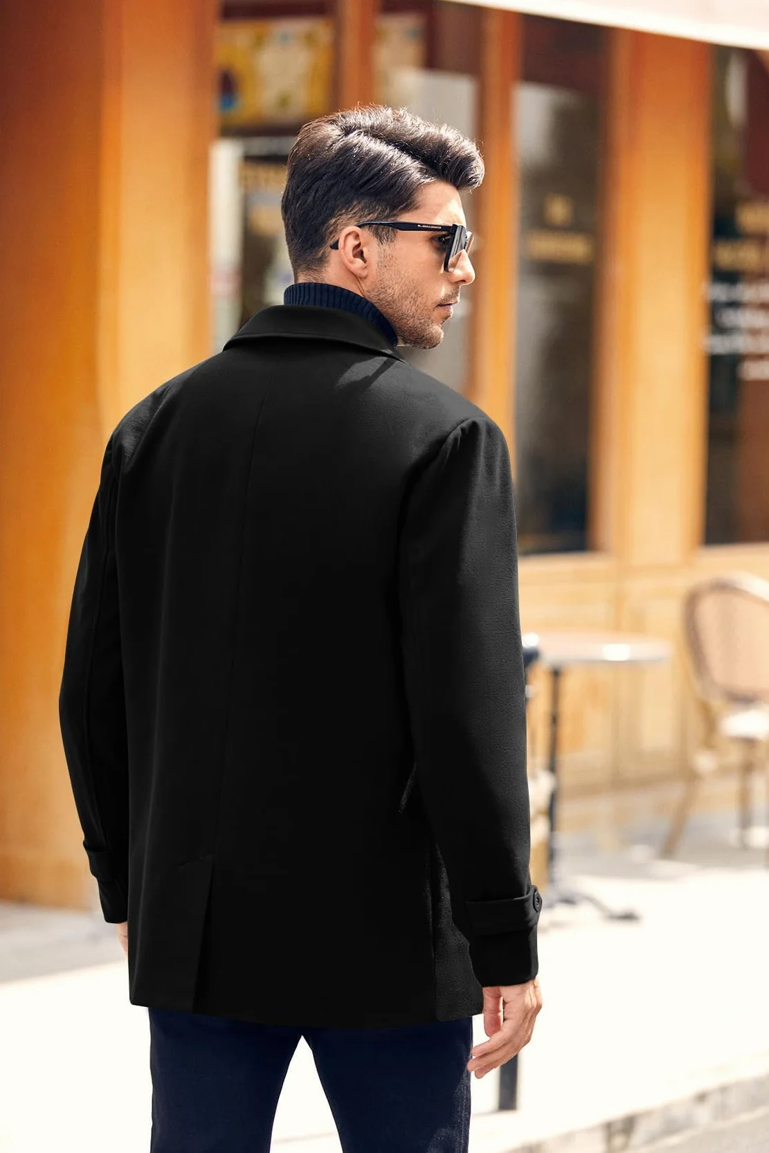 Runcati Abrigo clásico de doble botonadura para hombre Slim Fit Gabardina Casual Chaqueta larga de invierno cálido ropa de negocios